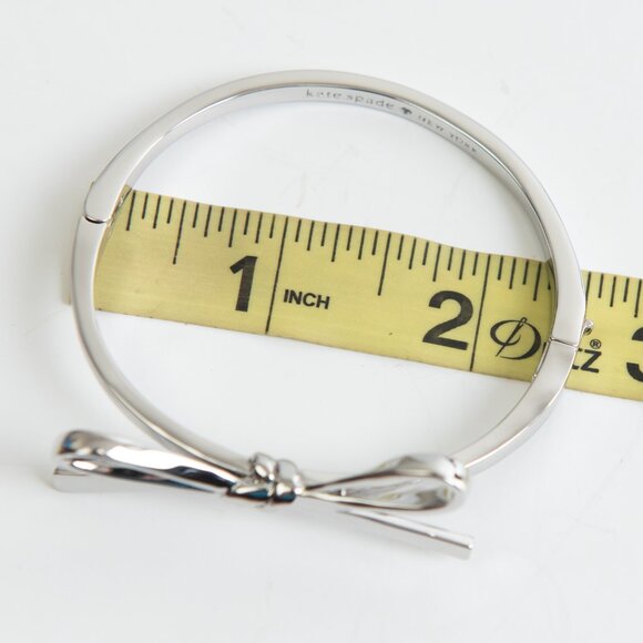 Kate Spade Skinny Mini Bow Bangle Bracelet Silver - Picture 6 of 6
